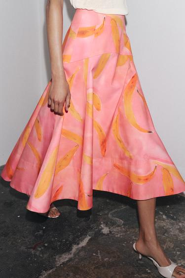 ZW COLLECTION PRINTED MIDI SKIRT - Pink by Zara