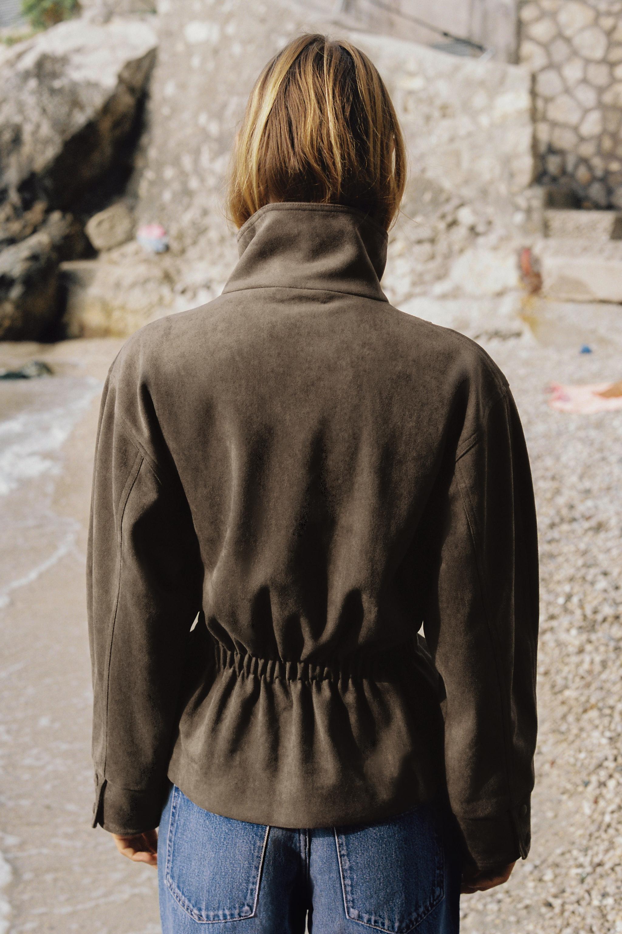 FAUX SUEDE BELTED JACKET