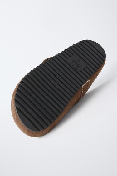 LEATHER CLOGS WITH TOPSTITCHING - Khaki Green by Zara - Image 6