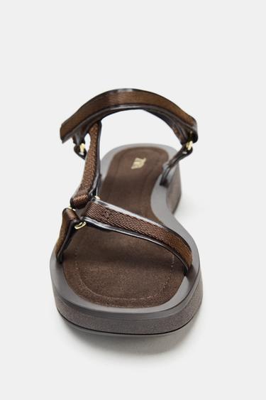SANDALES BRIDES AUTO-AGRIPPANTES - Marron chocolat de Zara - Image 3