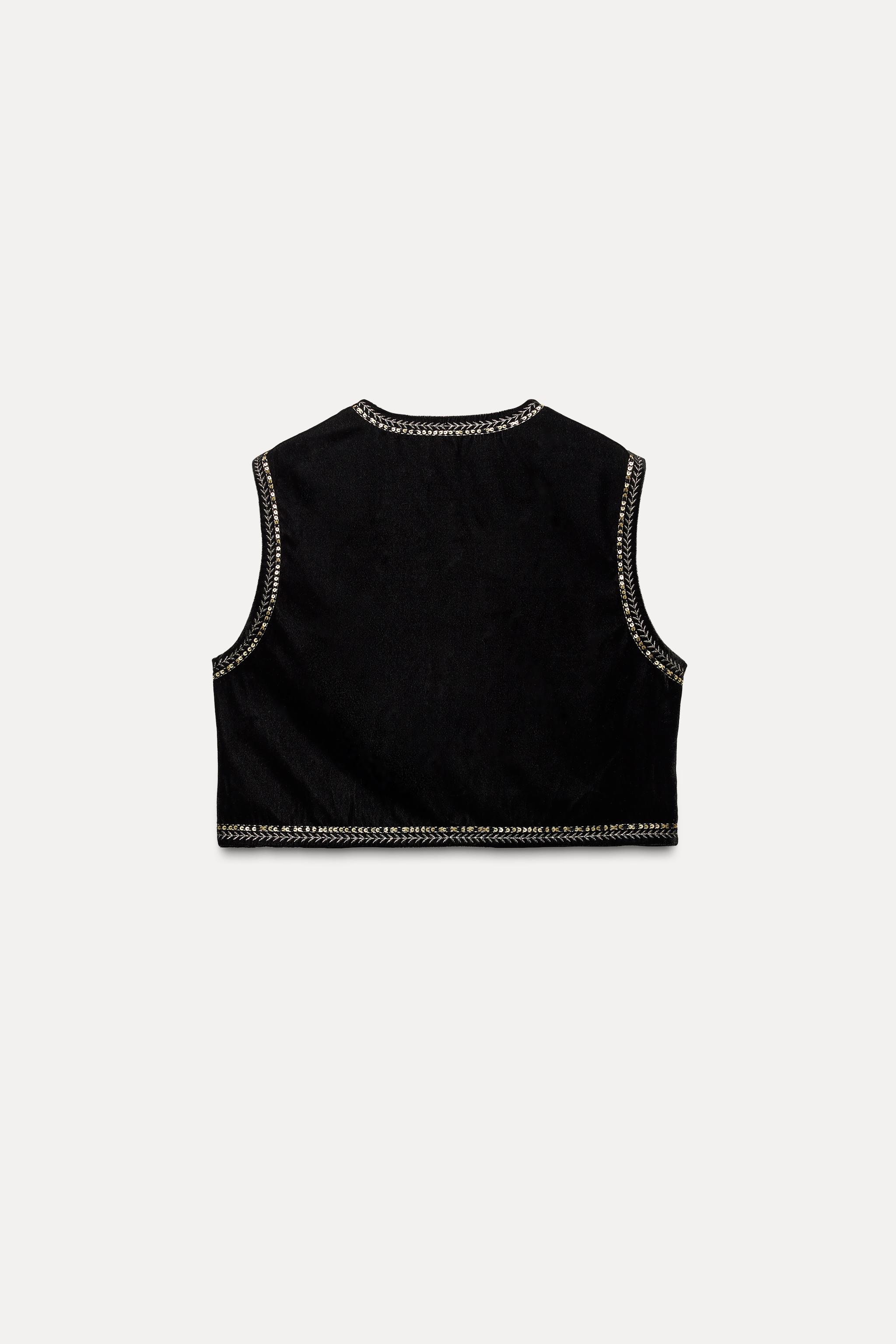 Cheapest NWT Zara Woman Velvet Studs Studded Vest Black Bloggers Fav Size XS - S