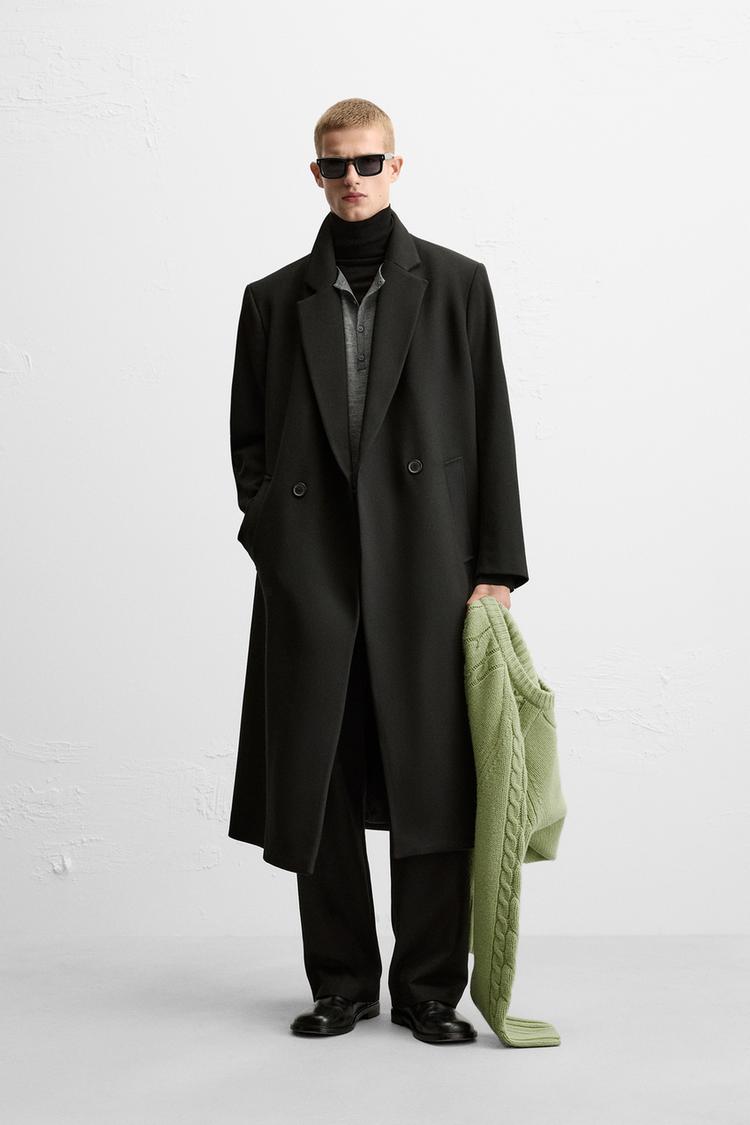 Cappotti Impermeabile Nero Zara Long Coat Trench Uomo Inverno 2022