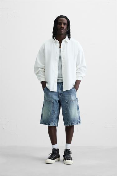 BAGGY FIT BERMUDA SHORTS WITH CARPENTER POCKET - Blue by Zara