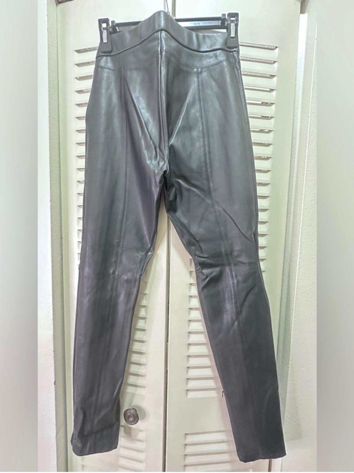 FLAUX BACK LEATHER LEGGINGS. ZIPPER HIDDEN. - Image 3