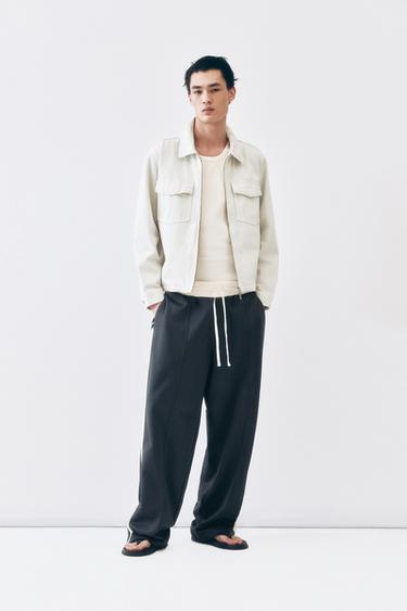 DENIM OVERSHIRT WITH ZIP - White by Zara
