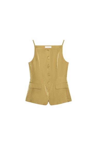 CHALECO SATINADO EFECTO ARRUGADO - Dorado de Zara