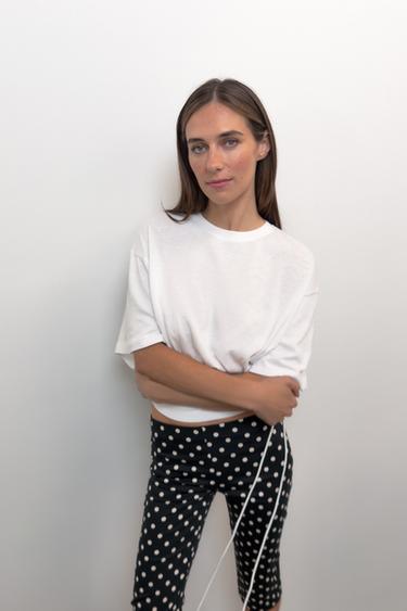 PANTALON CAPRI À POIS - Noir / Blanc de Zara