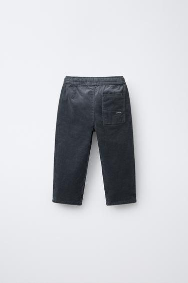 Zara LINED FINE-WALED CORDUROY PANTS - Blue gray
