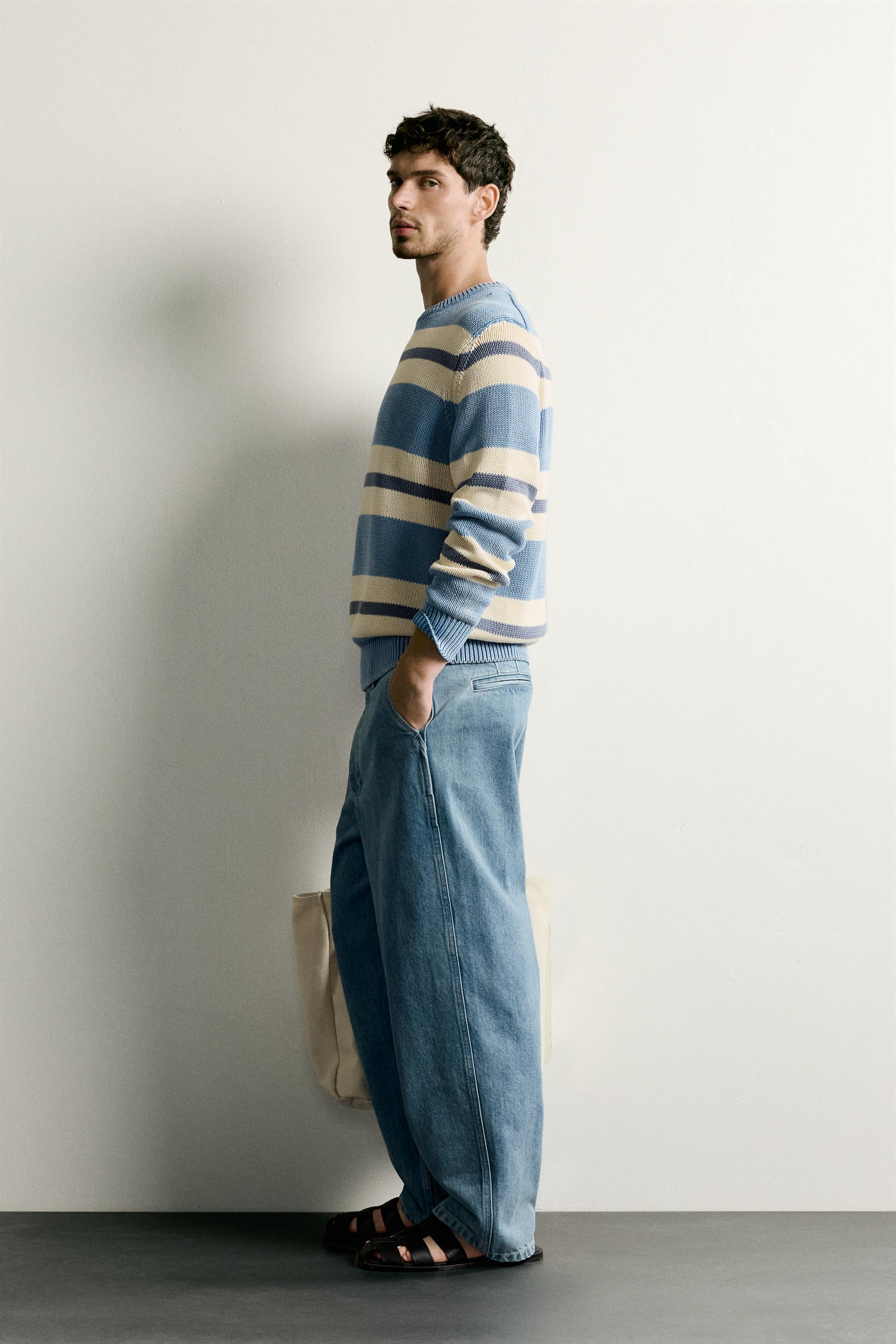 WASHED STRIPED JACQUARD REGULAR FIT SWEATER