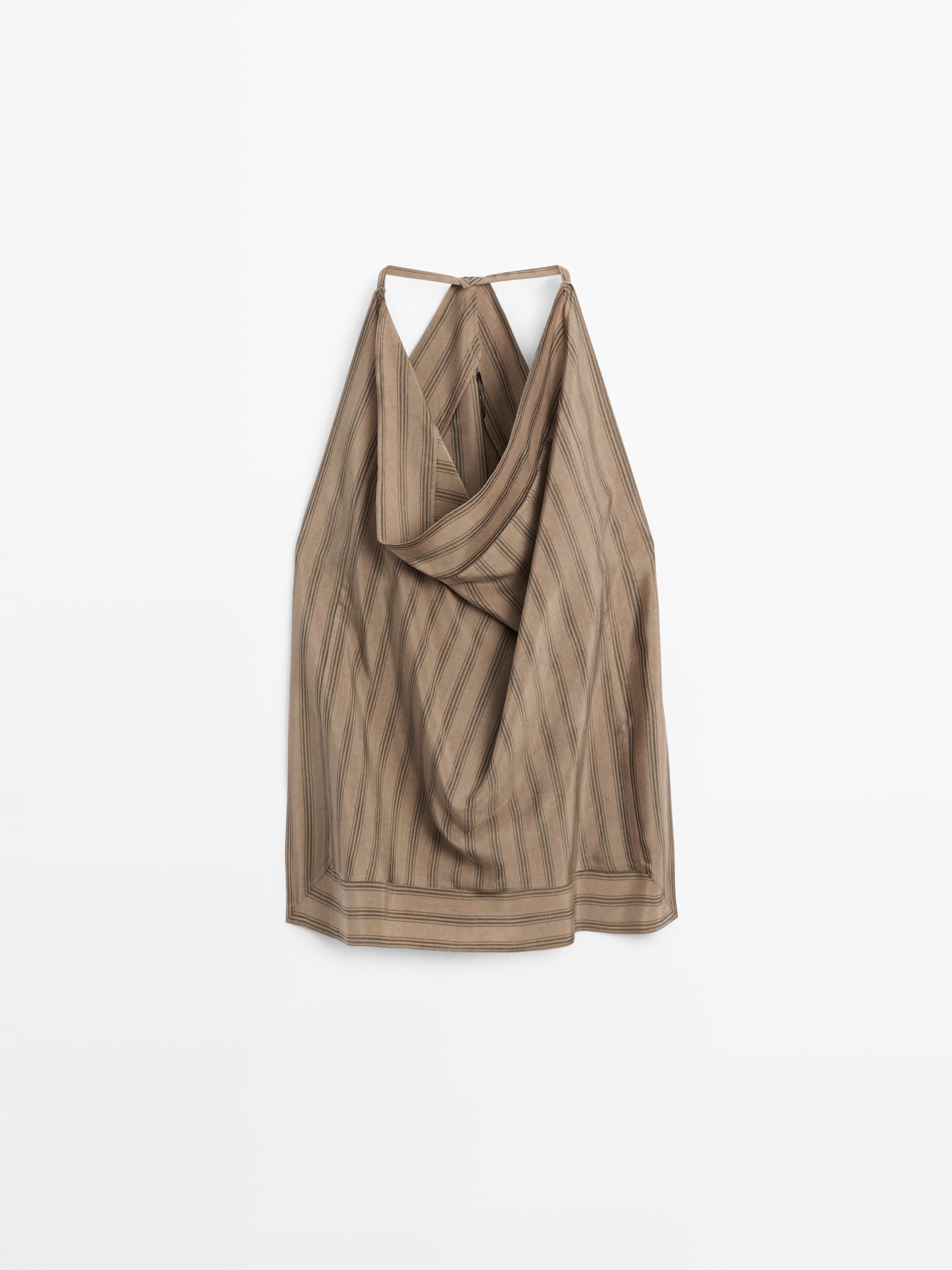 Striped top with cowl neckline