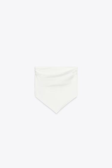 SATIN HALTER TOP - Ecru by Zara