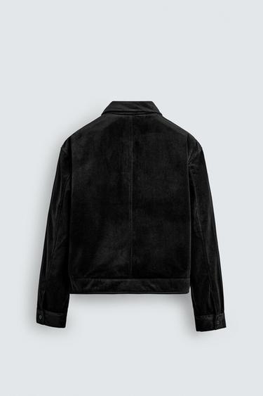 TEXTURED VELVET OVERSHIRT - Black by Zara