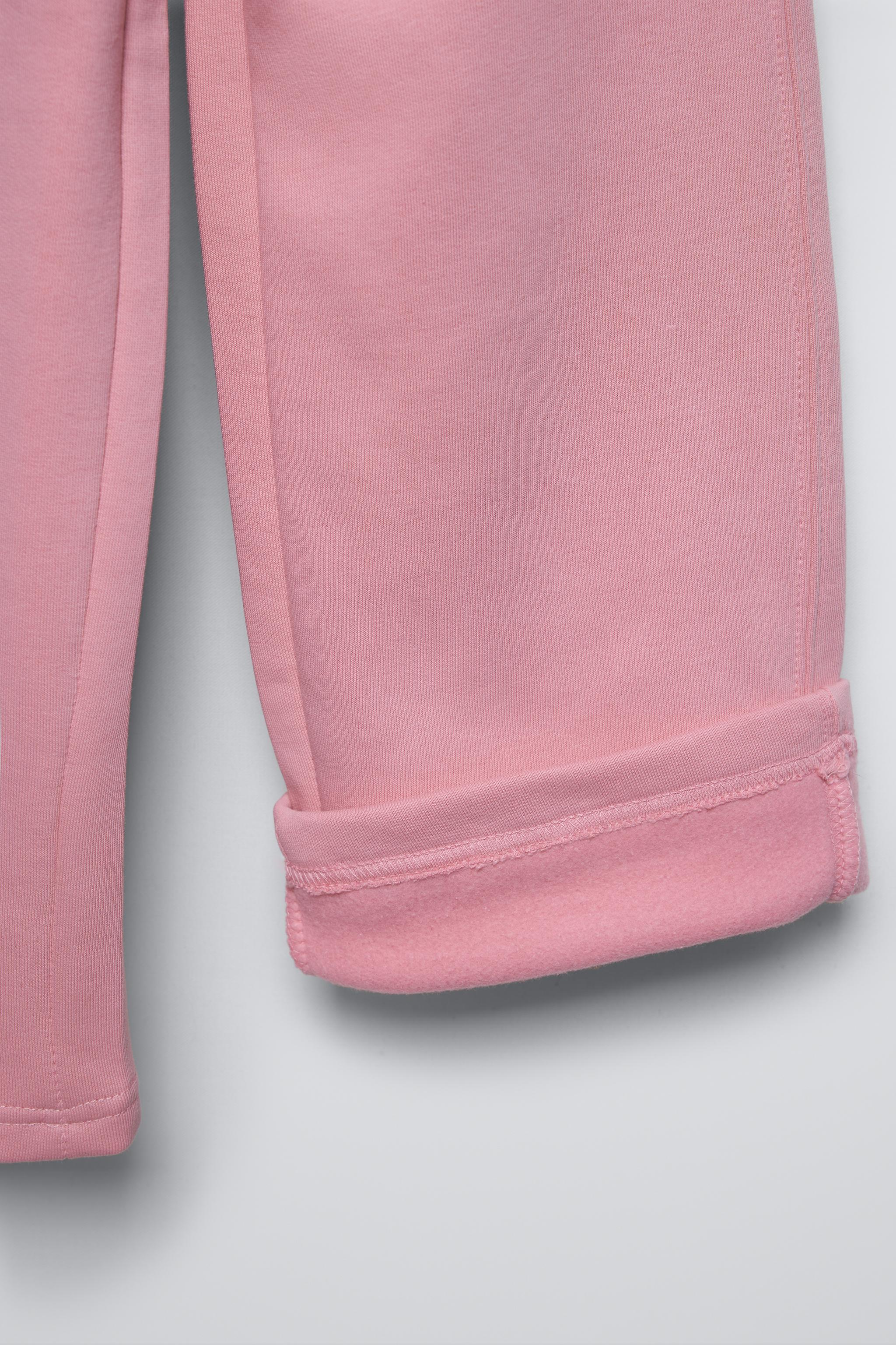 PLUSH WIDE LEG TEXT PANTS - Pink | ZARA United States