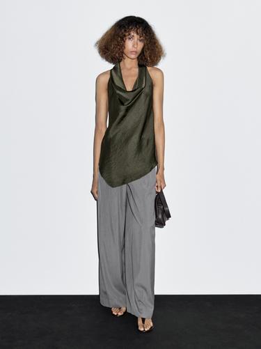 Zara Draped halter top - Green