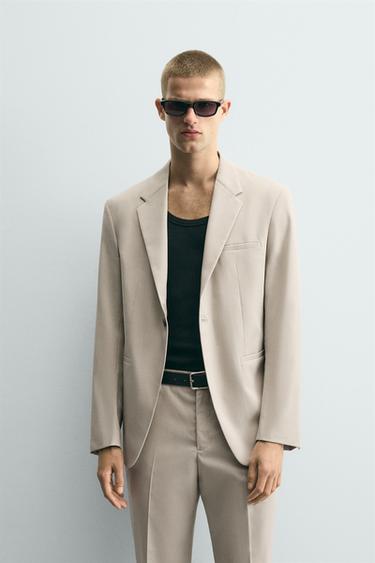 Zara TEXTURED SUIT JACKET - taupe brown