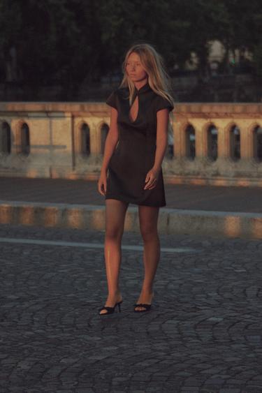 SATIN CUT-OUT MINI DRESS - Black by Zara