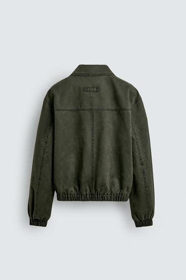 BLOUSON EFFET DAIM DÉLAVÉ - Vert de Zara - Image 7