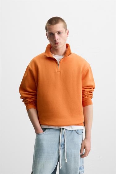 BASIC QUARTER ZIP SWEATSHIRT - Orange by Zara