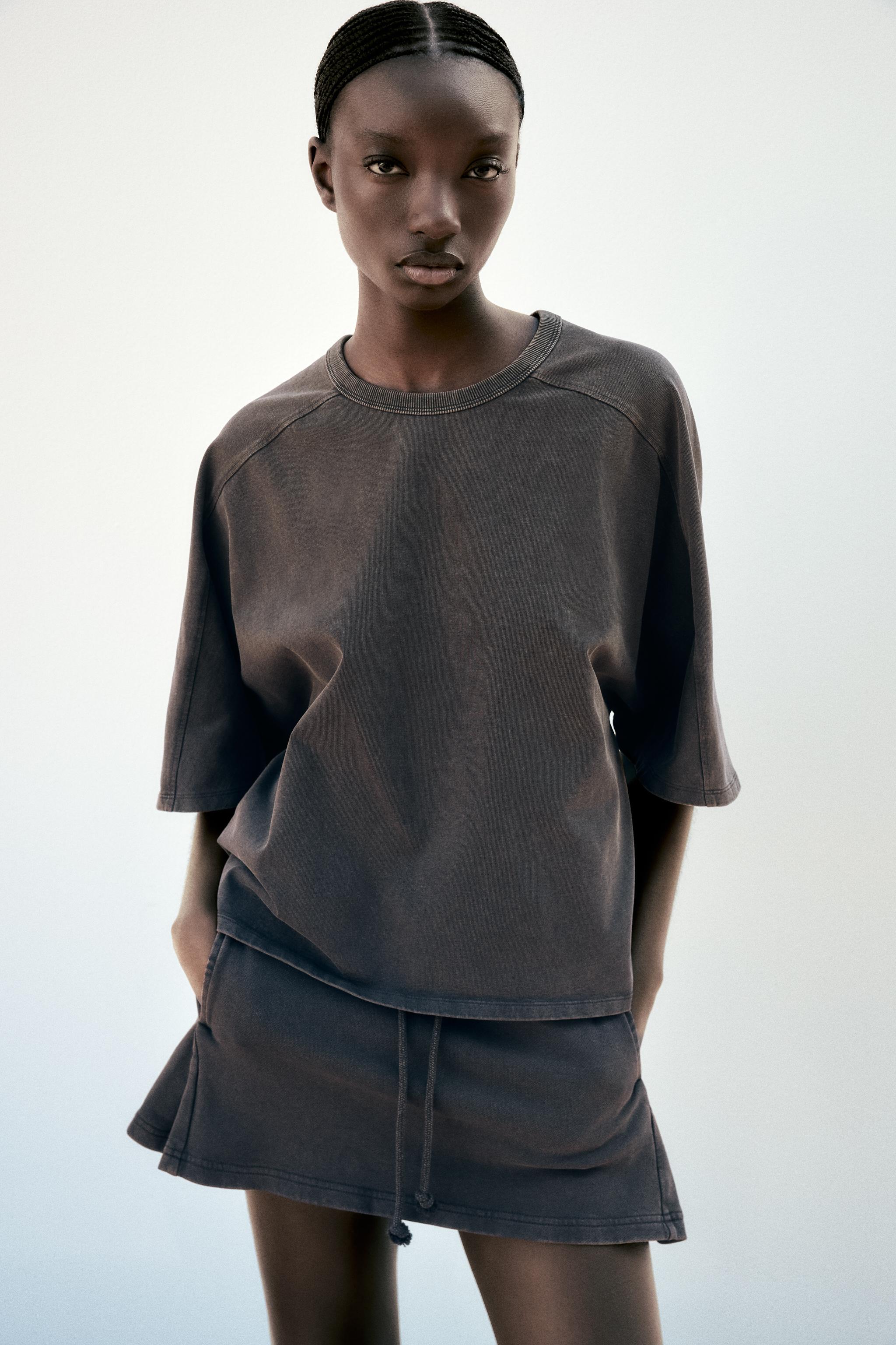 ZARA ワックスフィニッシュスコート ブラウン XS ミニスカート
