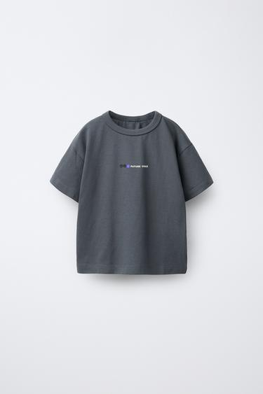 Zara TEXT PRINT T-SHIRT - Anthracite grey - Image 0