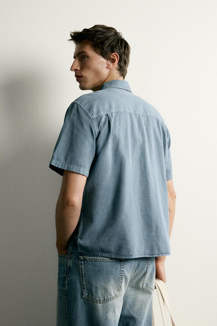 Camisa de algodón/lino de corte regular 3