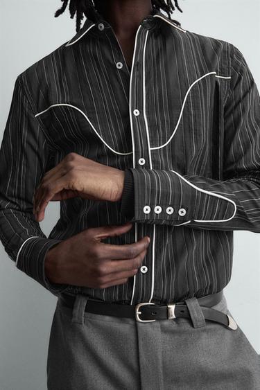 CHEMISE WESTERN À LISERÉS - Gris de Zara - Image 4