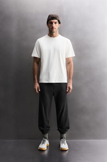 T-SHIRT BASIQUE D'ENTRAÎNEMENT EN COTON - Blanc de Zara