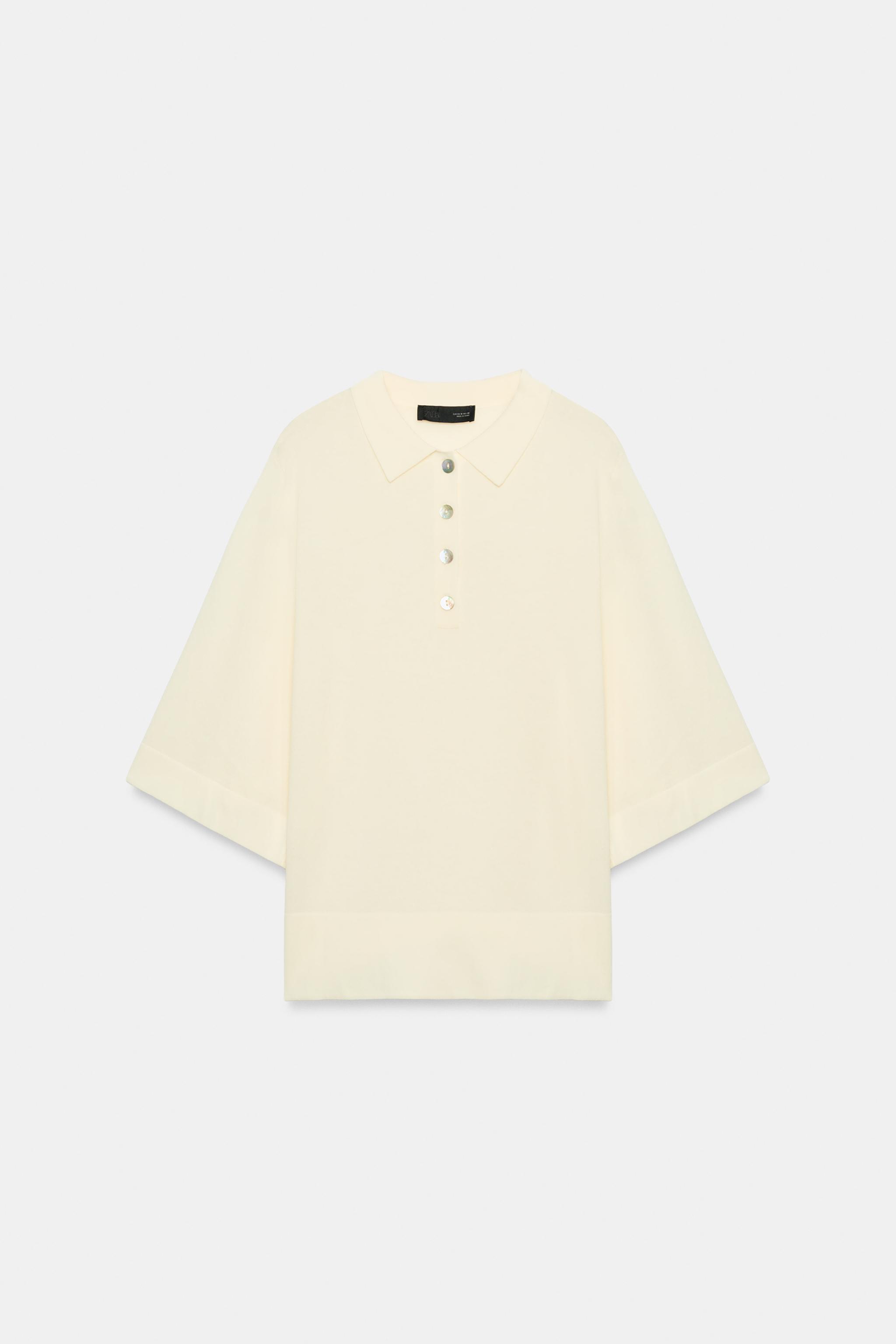 ELBOW-LENGTH SLEEVE KNIT POLO