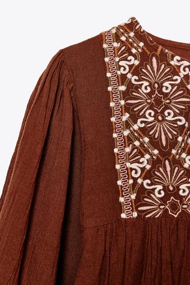 ROBE COURTE BRODÉE - Terracota de Zara - Image 7
