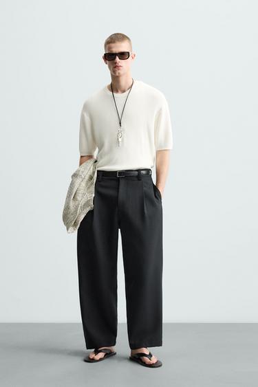 CAMISETA DE DE MALHA COM TEXTURA - Branco da Zara - Imagem 0