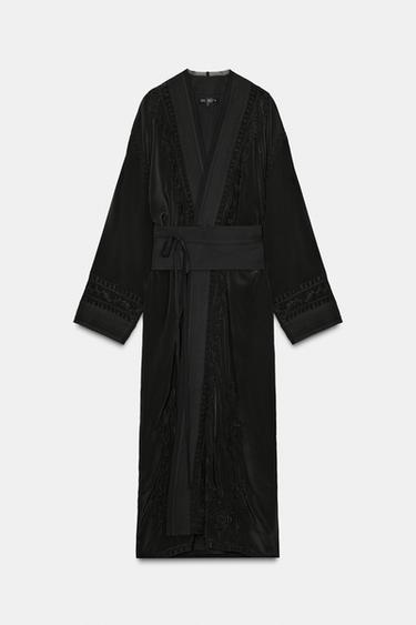 KIMONO BRODÉ CEINTURE LARGE ZW COLLECTION LIMITED EDITION - Noir de Zara - Image 5