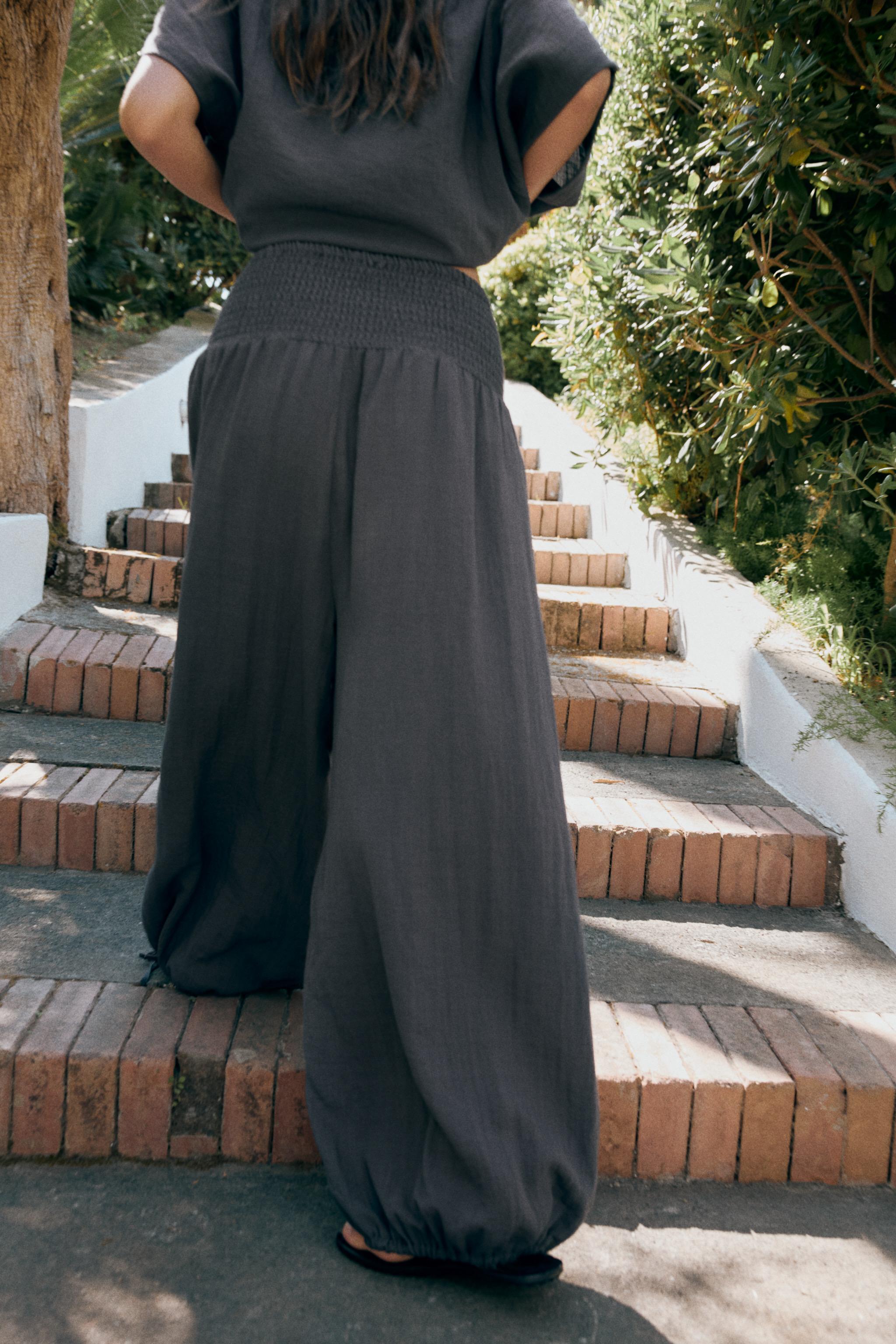 Zara Lastikli Bel Baggy Pantolon görsel 5