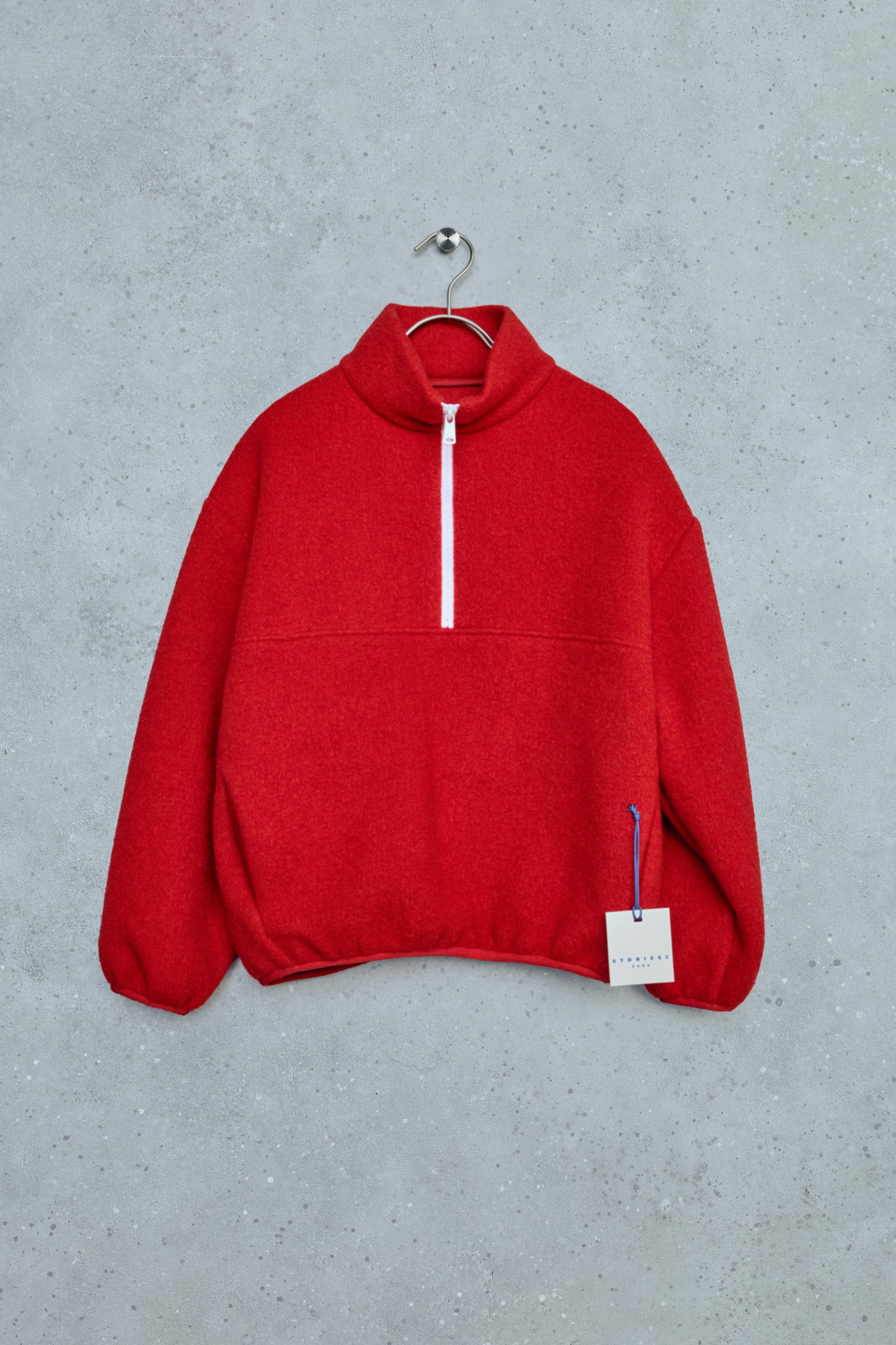 STORIESZ - WOOL BLEND KANGAROO SWEATSHIRT — Red
