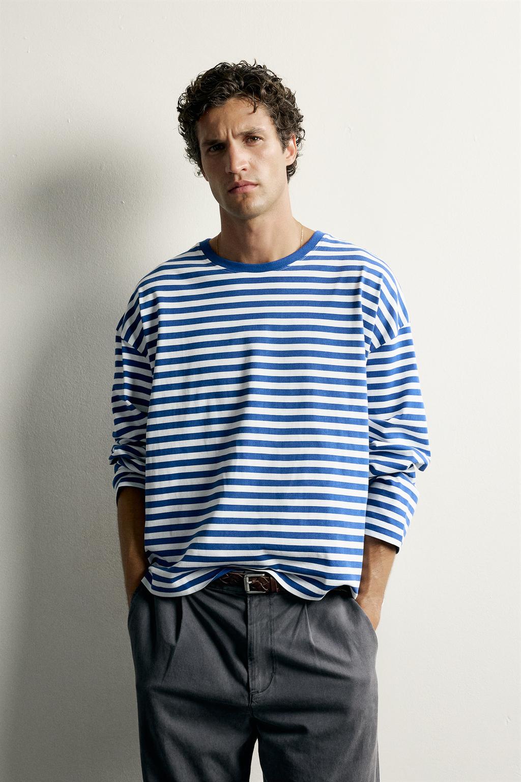 STRIPED OVERSIZED FIT LONG SLEEVE T-SHIRT