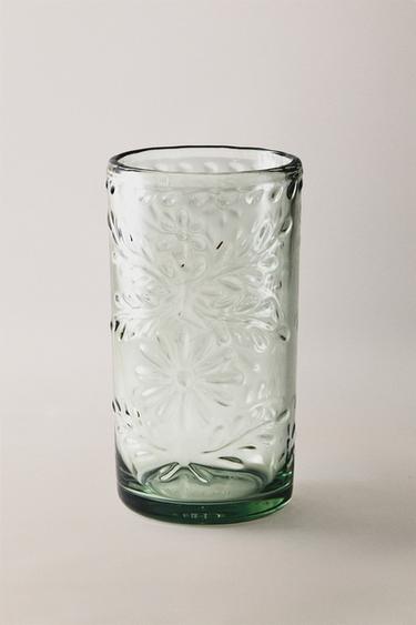 Zara ACRYLIC FLORAL SOFT DRINK TUMBLER - Green / Blue