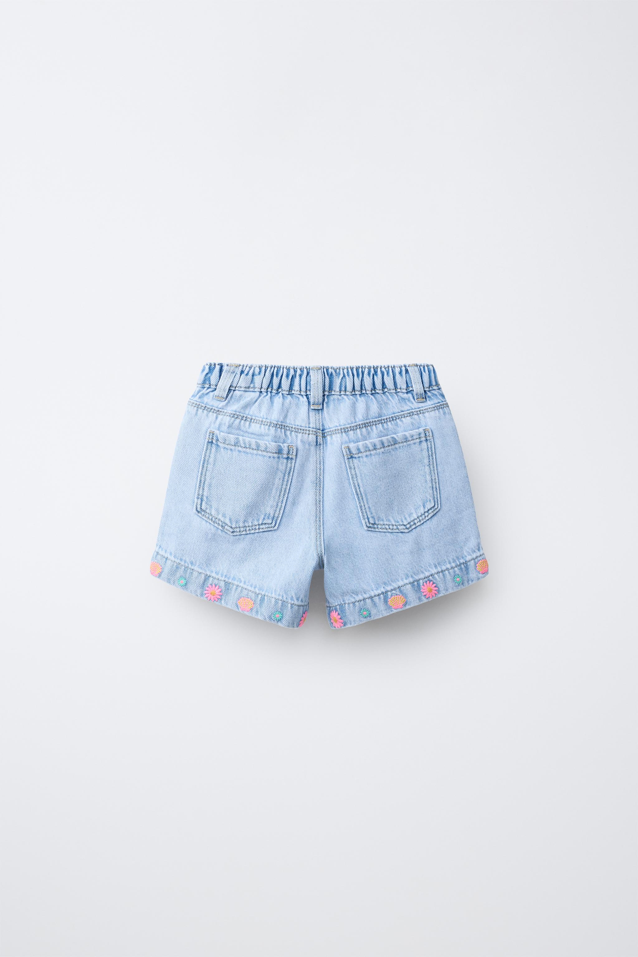 EMBROIDERED DENIM SHORTS