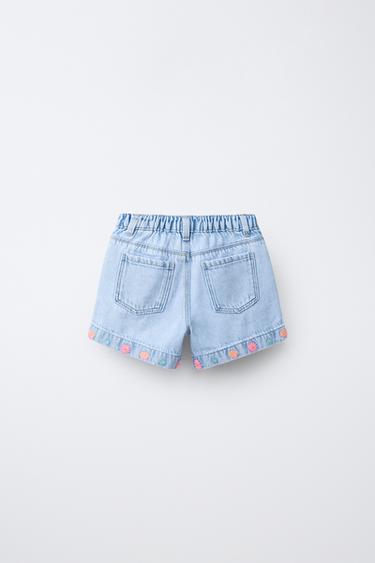 BERMUDA EN DENIM BRODÉ - Bleu de Zara - Image 1