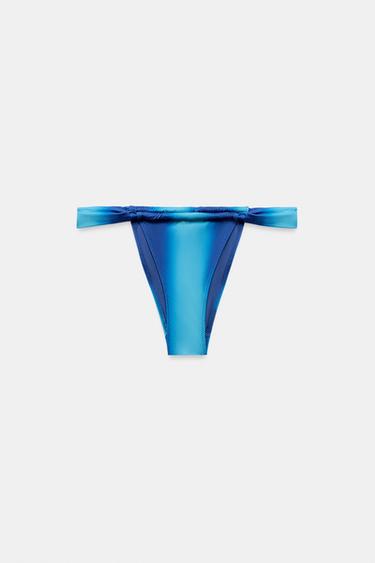 PRINTED SLIDING TRIANGLE BIKINI BOTTOMS - Blue by Zara