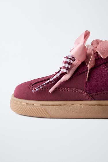 BOW DETAIL TRAINERS - Maroon by Zara - Image 3