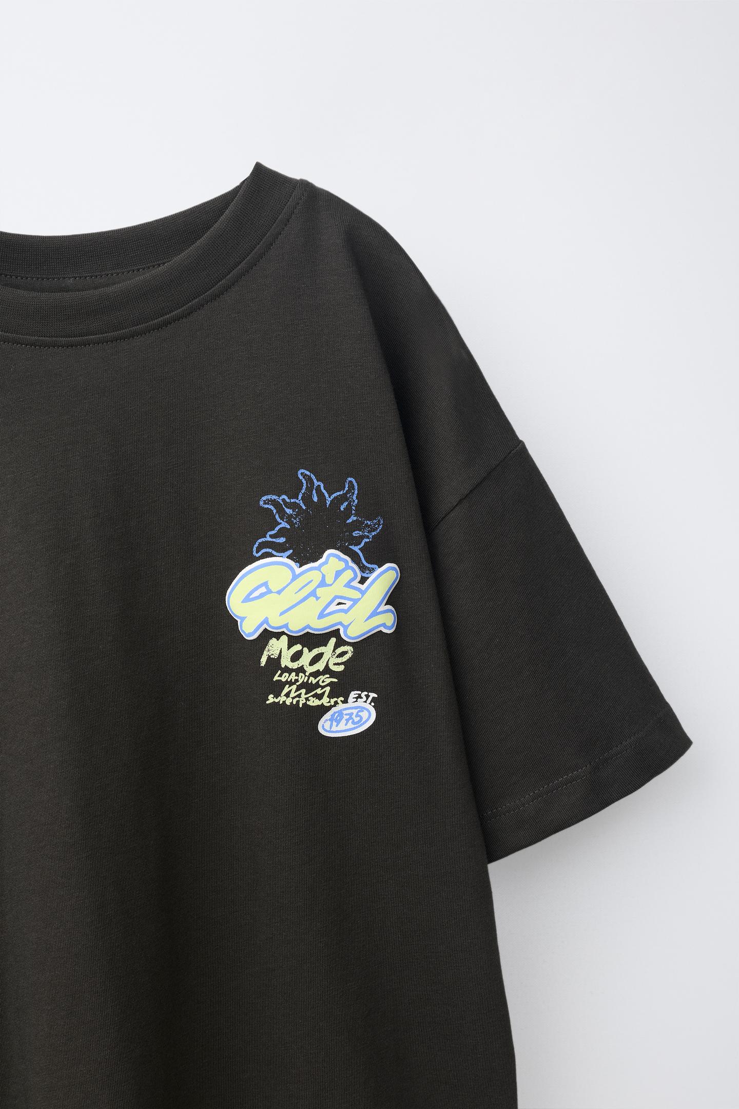 Детская футболка Zara Printed, цвет: Антрацитовый серый — фото 3