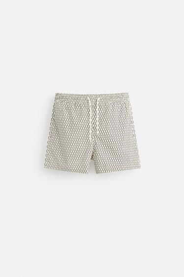 REGULAR GEOMETRIC PRINT SWIMMING TRUNKS - Ecru by Zara