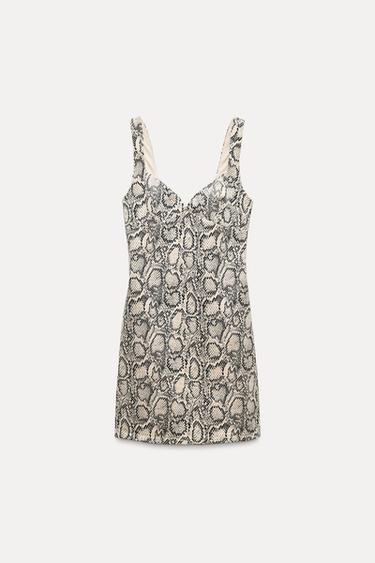 ROBE COURTE À IMPRIMÉ ANIMALIER - Noir / Écru de Zara