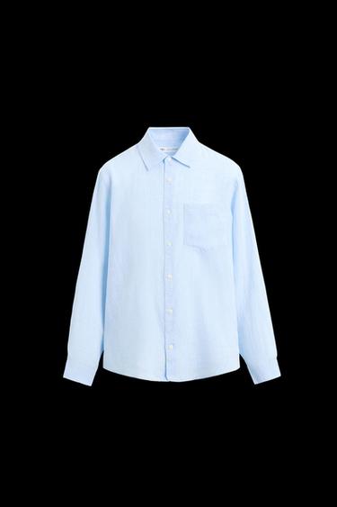 CAMISA 100% LINO - Celeste de Zara - Imagen 0