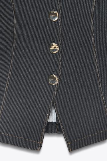 Zara BUTTON VEST TOP - Black