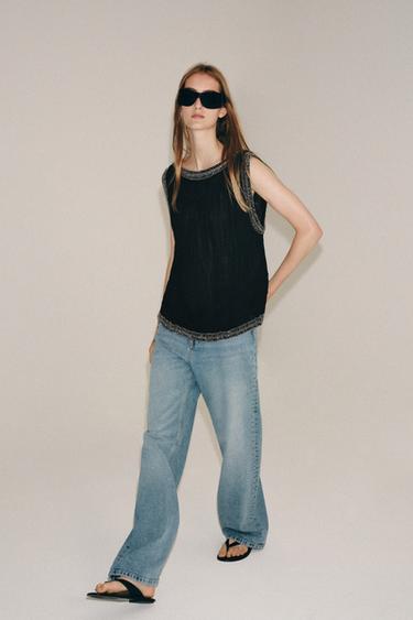 Top de jacquard con mostacillas ZW Collection