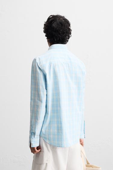CHEMISE REGULAR FIT À CARREAUX - Bleu chiné de Zara - Image 2