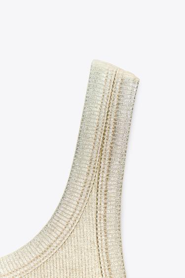 METALLIC RIBBED BODYSUIT - Golden by Zara - Image 7