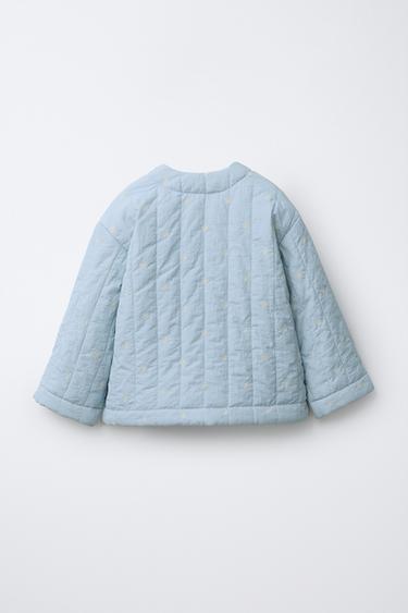 VESTE REMBOURRÉE À FLEURS BRODÉES - Bleu de Zara - Image 1
