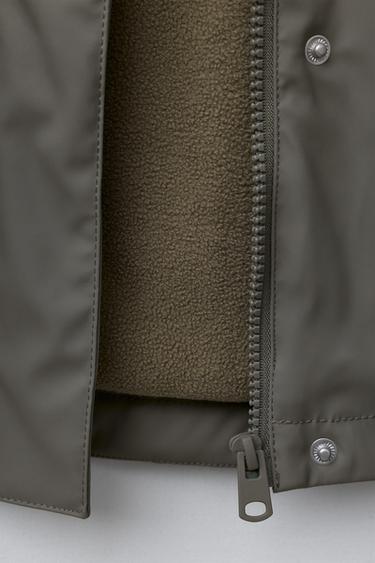RUBBERISED WATER-RESISTANT RAINCOAT WITH FLEECE LINING - Anthracite grey by Zara - Image 7
