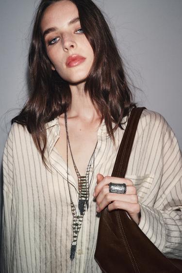 Zara METAL MESH MAXI RING - Silver